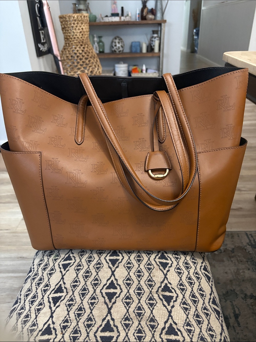 Lauren Ralph Carlyle Leather Tote Bag